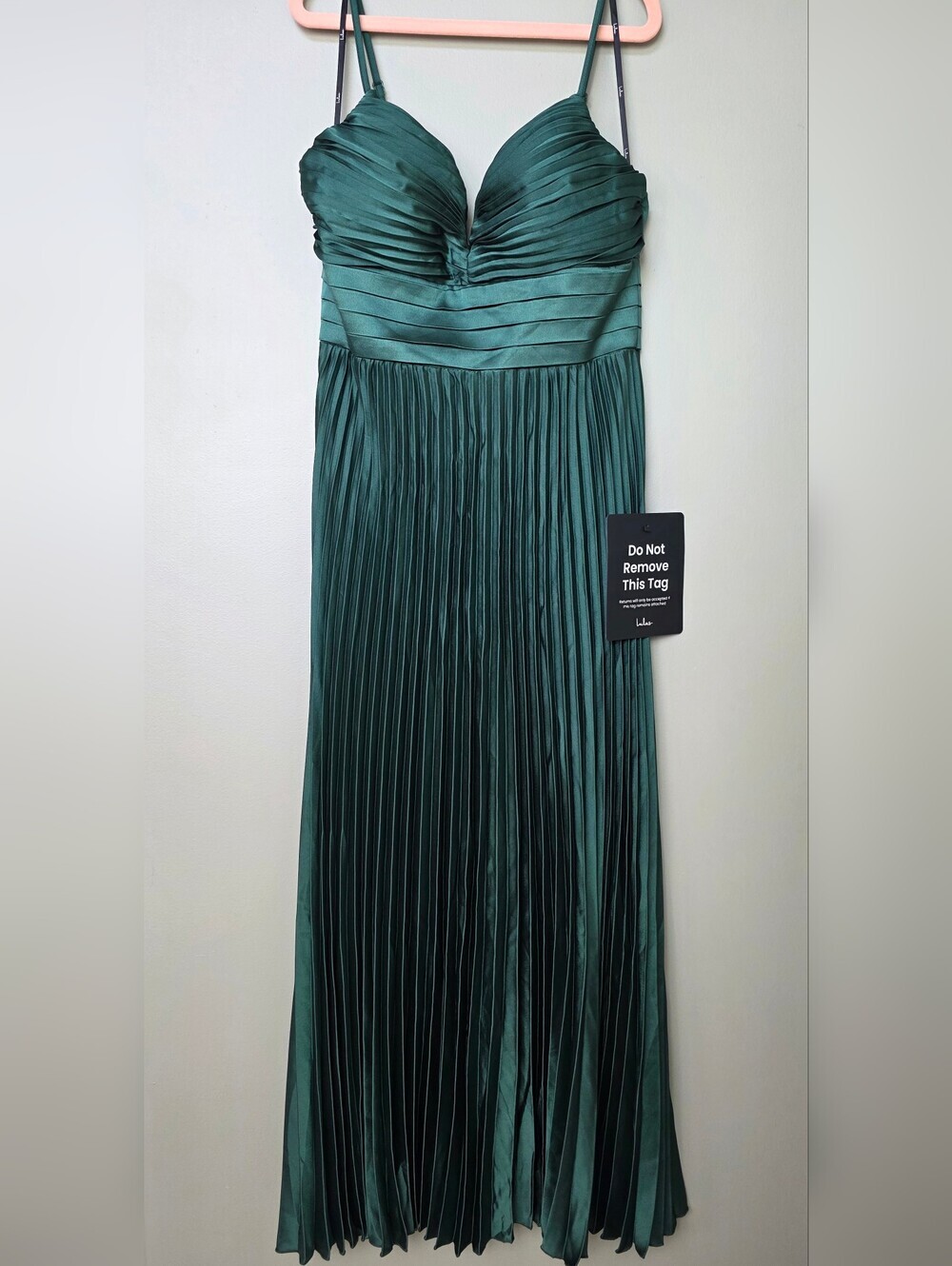 Lulus Fabulous Perfection Emerald Green Satin Pleated Midi Dress - Small - NWT! - Picture 6 of 11
